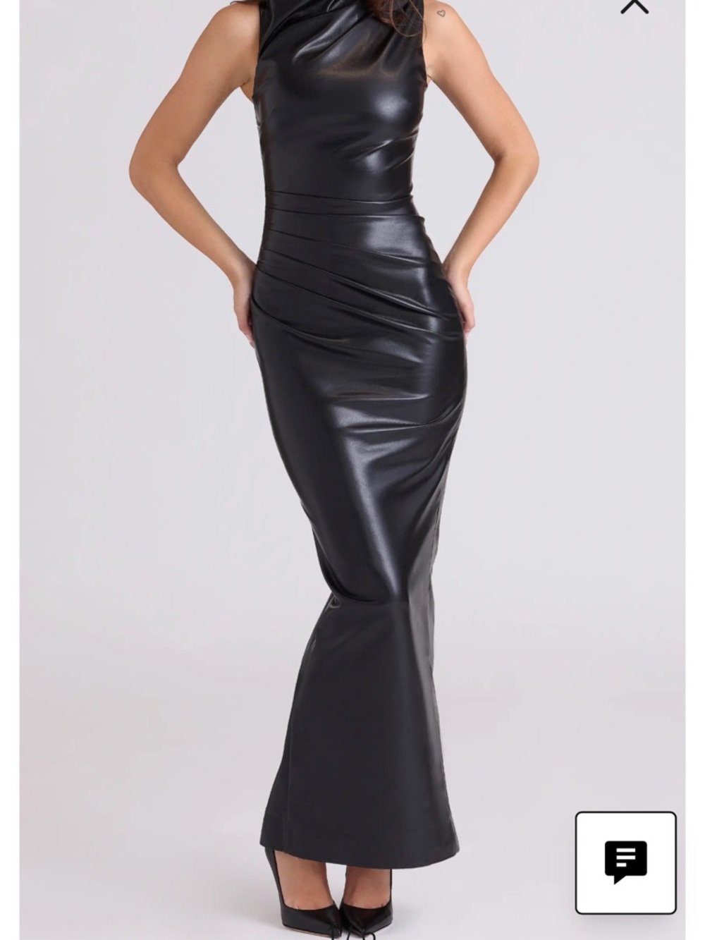 House of CB Black Faux-Leather Sleeveless Maxi Dress